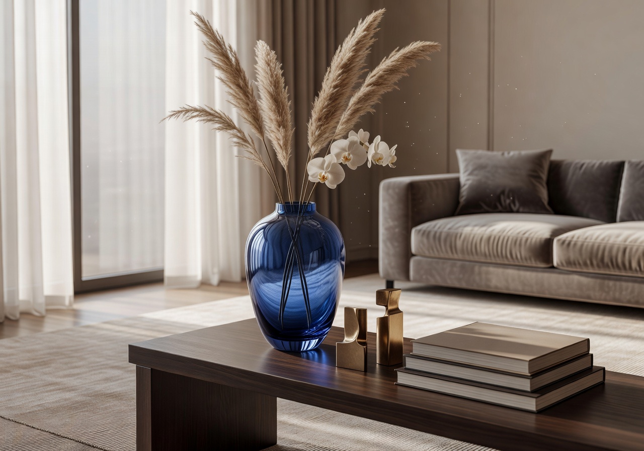 Detailed shot of modern luxury interior vase and decor